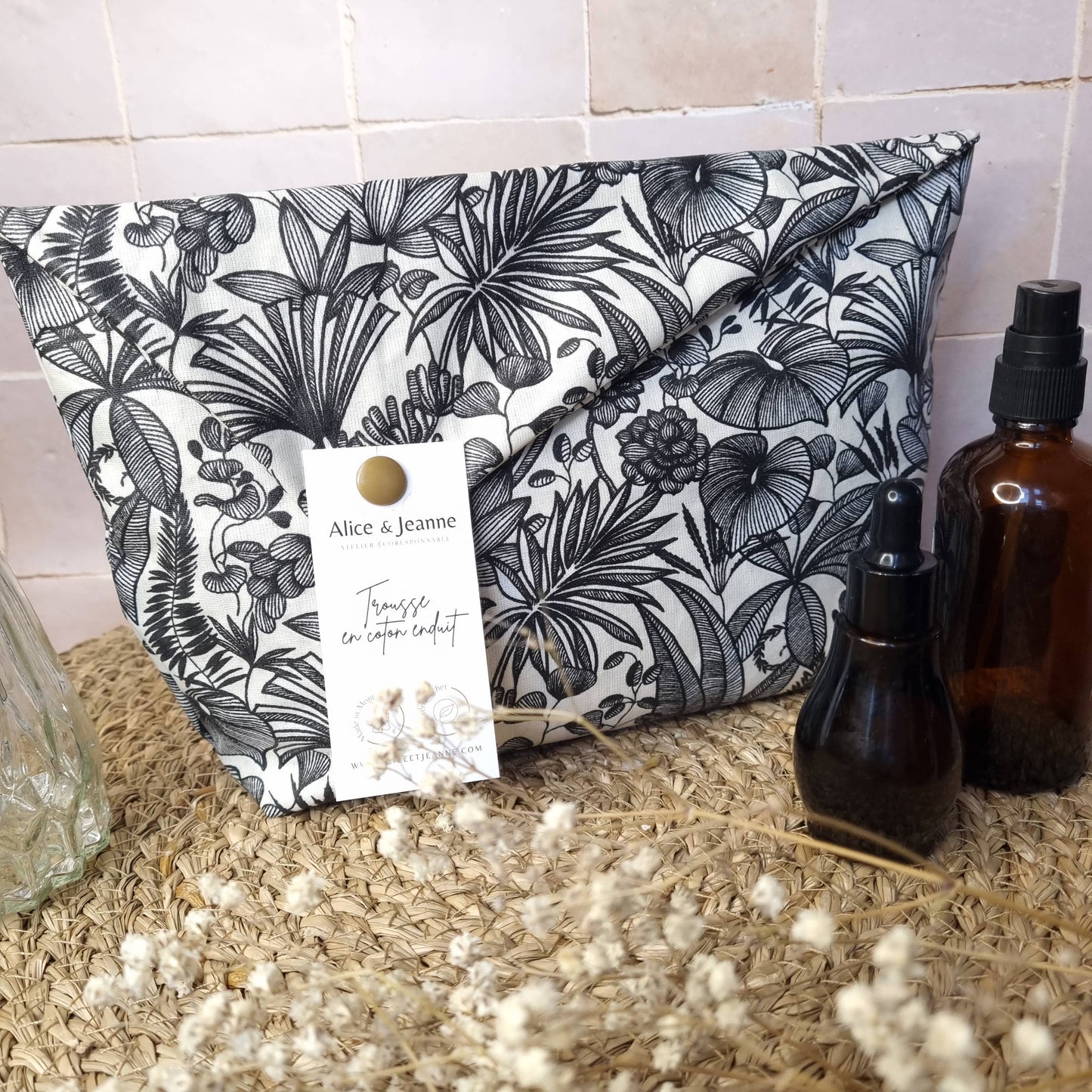 Grande trousse de toilette coton enduit Java